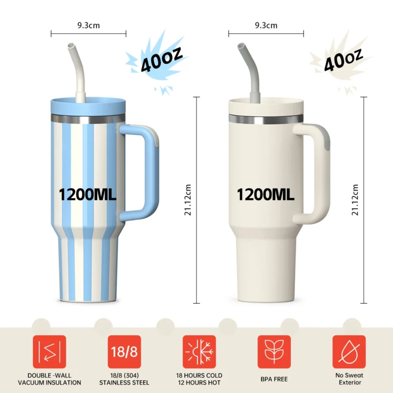 Gencore 40oz 1200ml stainless steel tumbler dimensions and technical specifications for wholesale.