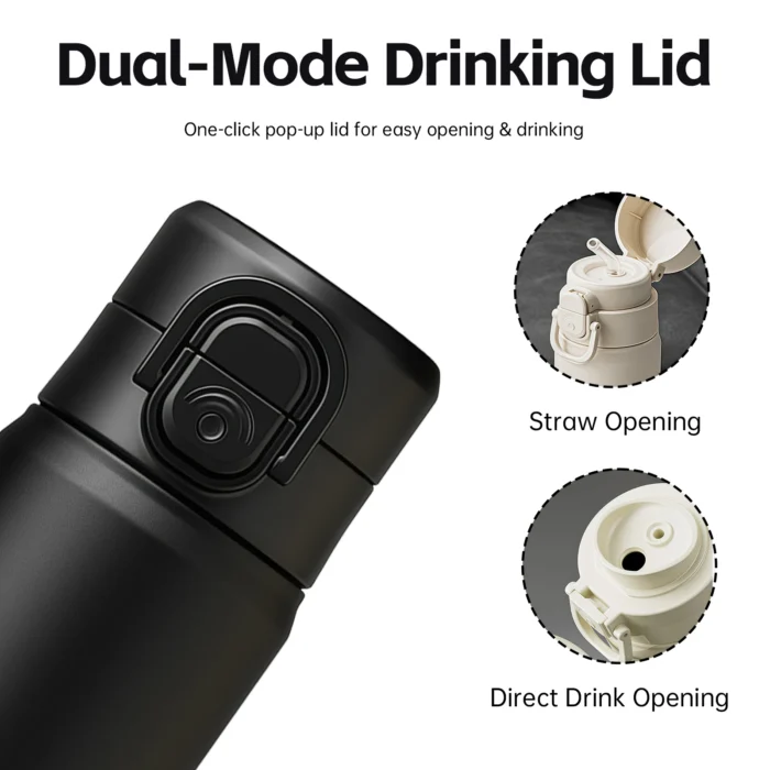 Dual-mode drinking lid design with straw and direct sip openings for one-touch operation
