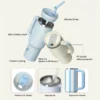 Detailed components of Gencore 40oz tumbler featuring food-grade 304 stainless steel and powder coating