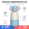 400ml (14oz) and 500ml (17oz) cartoon kids vacuum flask dimensions showing height and car-cup holder compatibi