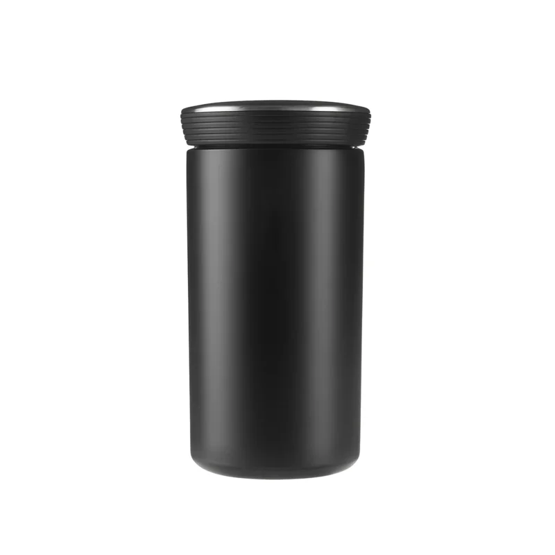 Premium matte black 350ml stainless steel tumbler with minimalist aesthetic for corporate gifting.
