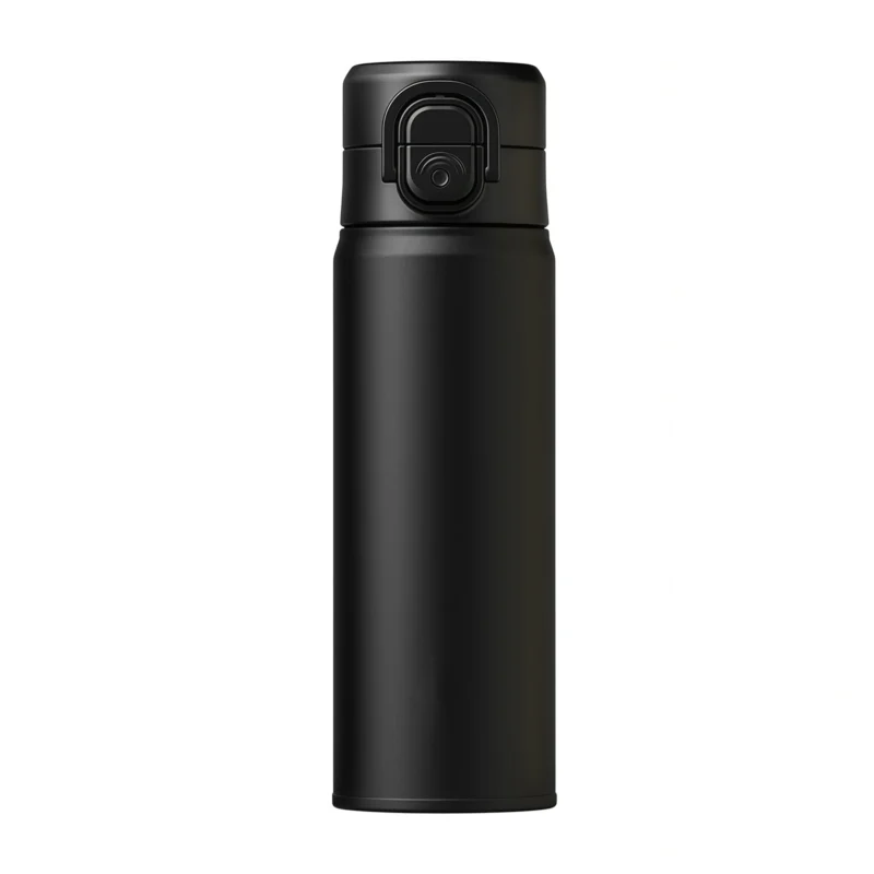 Premium matte black 500ml business vacuum flask with minimalist aesthetic