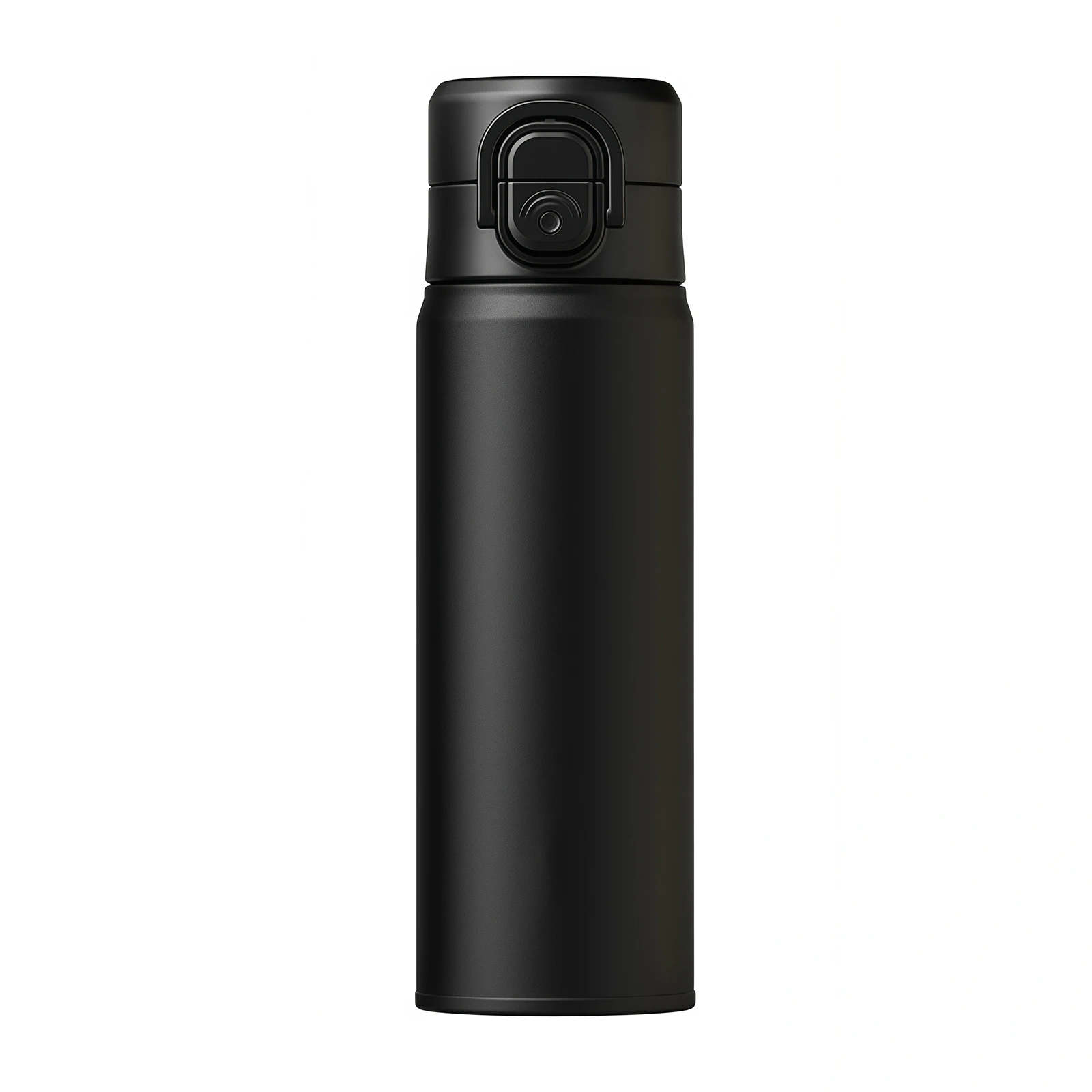 one-click-pop-up-lid-mechanism-detail Premium matte black 500ml business vacuum flask with minimalist aesthetic
