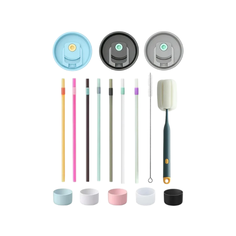 Bespoke tumbler accessories wholesale including leak-proof lids, protective silicone boots, and reusable straws - Gencore Customization
