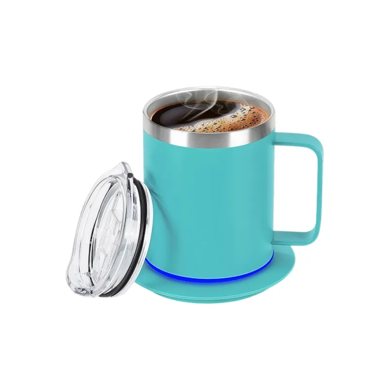 Double-walled stainless steel coffee mugs with lids