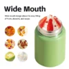 Wide mouth design of the mini insulated jar for easy filling of fruits, desserts, and soups.