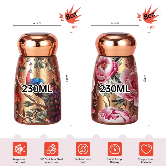 230ml 8oz mini mushroom cup specifications showing 13cm height and 6.5cm diameter for B2B gift wholesalers.