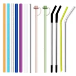 Comprehensive collection of wholesale reusable straws including glitter Tritan, colorful silicone, and stainless steel options