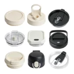 Various styles of wholesale replacement tumbler lids including slider and pop-up designs for B2B supply.