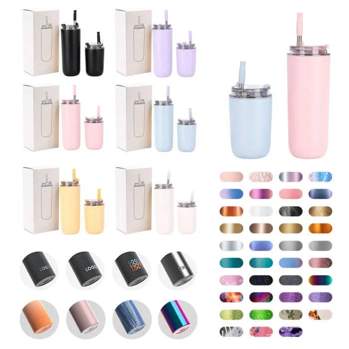 Lifestyle photography of a woman holding a pink slim tumbler during a garden picnic, demonstrating portable hydration.