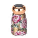 Premium wholesale Oriental retro mini flask with peony and peacock patterns in a rose gold finish