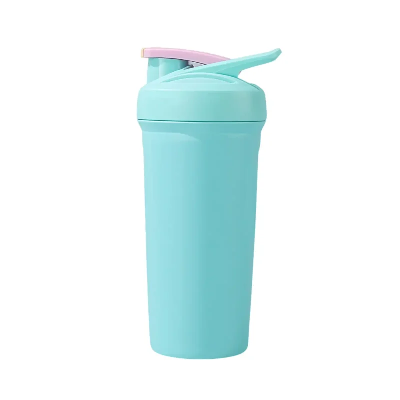 20oz mint green vacuum insulated stainless steel shaker bottle for protein shakes and supplements wholesale.