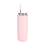 240ml light pink slim pocket vacuum tumbler with dual-sip lid for B2B wholesale.