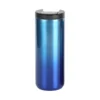 Wholesale straight body stainless steel coffee tumbler with flip-top lid and metallic aurora finish for B2B branding.