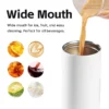 Wide mouth design of the straight coffee mug for easy ice filling and thorough cleaning of various beverages.