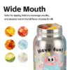 Wide mouth design of the titanium kids bottle for safe sipping and locking in flavor of juices and milk.