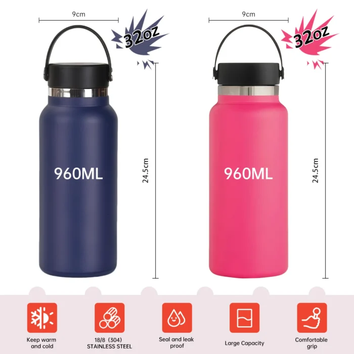 Wholesale Wide Mouth Insulated Water Bottle | Classic 18/8 Stainless Steel Sports Flask - Image 2